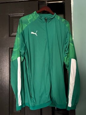 Puma Green Track Jacket with White Accents